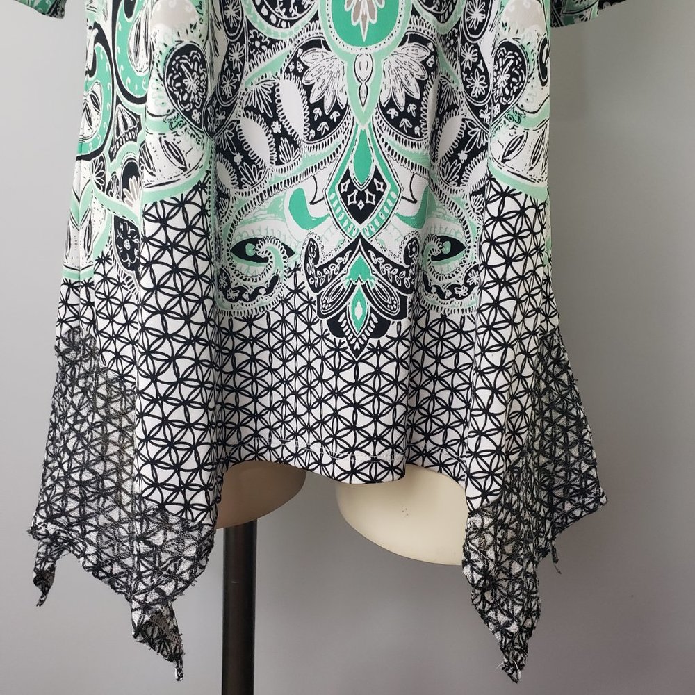 Valerie Stevens embellished top rhinestone stretch short sleeve asymmetr… - Picture 8 of 10